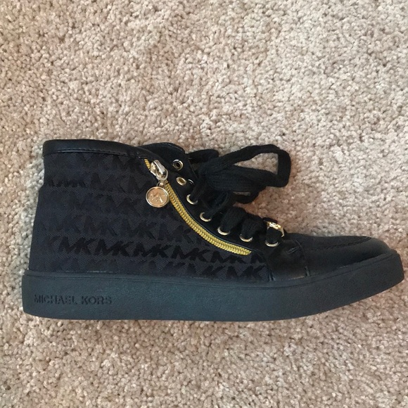 michael kors high top sneakers black and gold